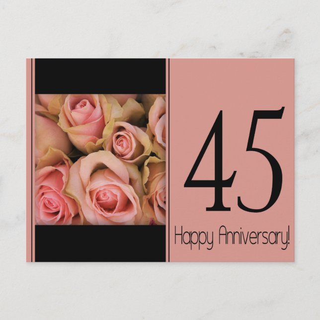 Carte Postale Joyeux roses du 45e anniversaire (Devant)