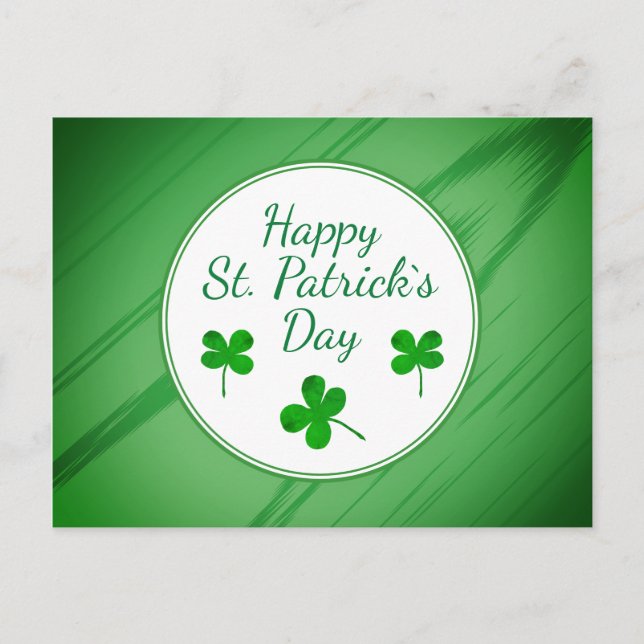 Carte Postale Joyeux Saint Patrick`s Day Shamrock vert irlandais (Devant)