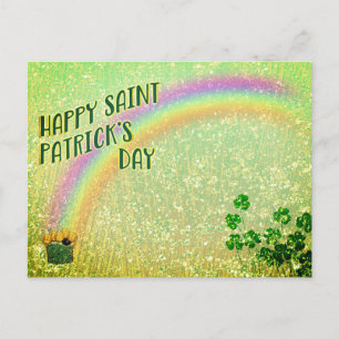 Carte Postale Joyeux Saint Patrick's Day Pot of Gold Rainbow