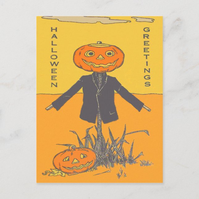 Carte Postale Joyeux Scarecrow Jack O' Lantern (Devant)