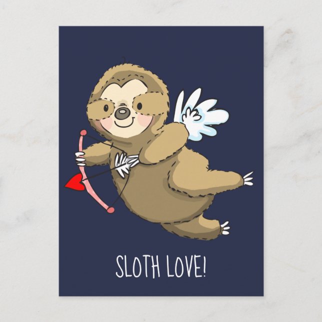 Carte Postale Joyeux Sloth Love Valentine Cupid (Devant)