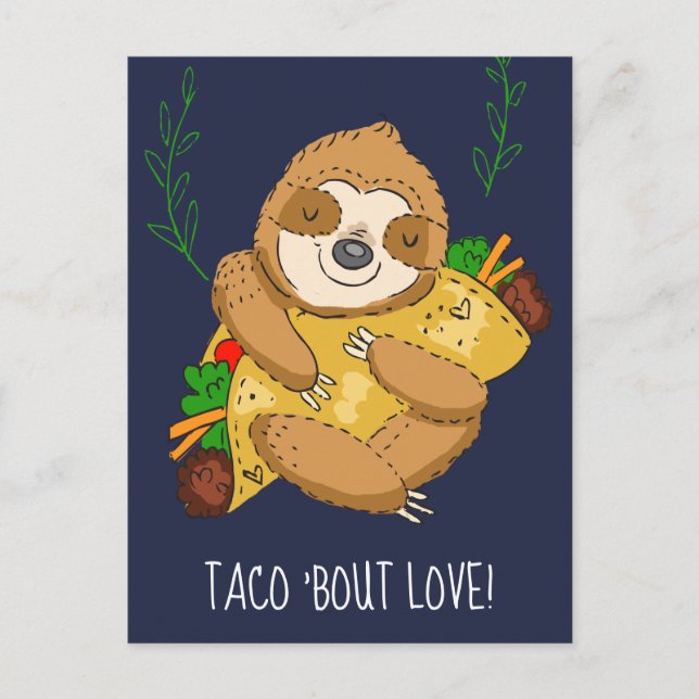 Carte Postale Joyeux Sloth Taco Bout Love Valentine (Devant)