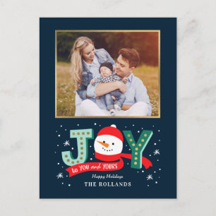 Carte postale Joyeux Snowman Holiday Carte photo