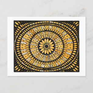 Carte Postale Joyeux Sunburst Fleur Jaune / Rosette