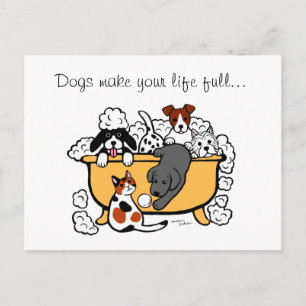 Carte Postale Joyeux temps de bain Black Labrador Cartoon