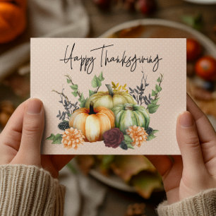 Carte Postale Joyeux Thanksgiving Citrouille Aquarelle Colorée