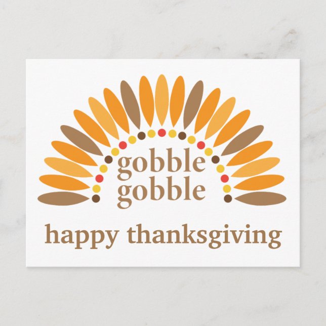 Carte Postale Joyeux Thanksgiving Doux gloussement plumes de din (Devant)