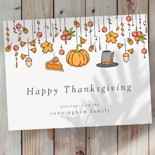 Carte Postale Joyeux Thanksgiving Moderne Simple Élégant