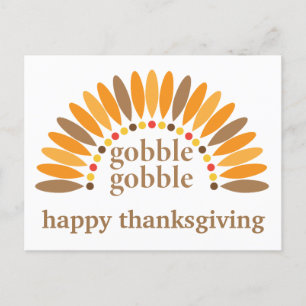 Carte Postale Joyeux Thanksgiving Plumes de Dindon Mignon