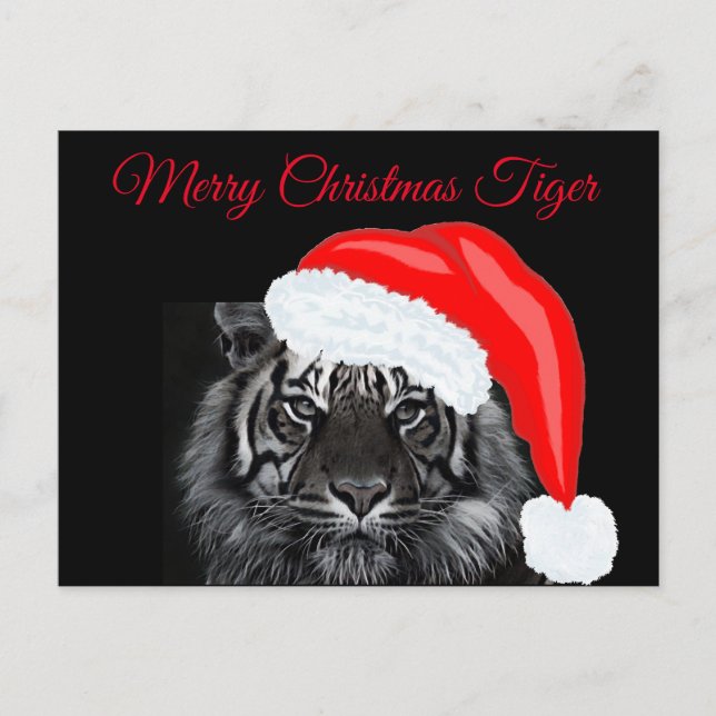 Carte Postale Joyeux tigre de Noël (Devant)