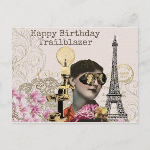 Carte Postale Joyeux Trailblazer Anniversaire Steampunk Vintage