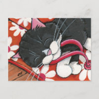 Joyeux Tuxedo Chat endormi sur une paire de tongs