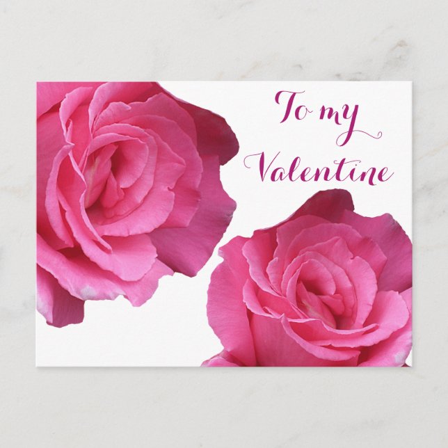 Carte Postale Joyeux Valentine amour jolie rose roses floral mig (Devant)