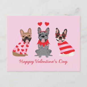 Carte Postale Joyeux Valentines Day Bulldogs français