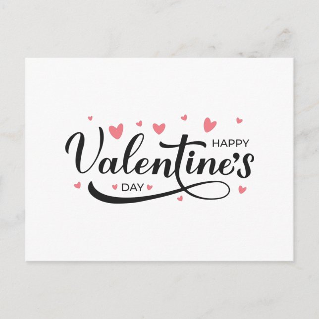 Carte Postale Joyeux Valentines Day calligraphie lettrage (Devant)