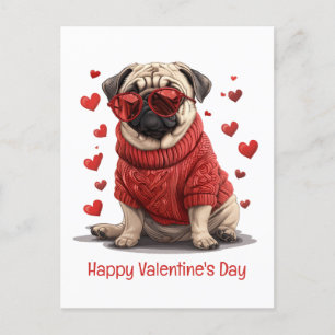 Carte Postale Joyeux Valentines Day Carlin Chien