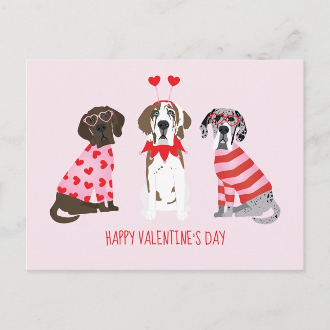 Carte Postale Joyeux Valentines Day Chiens de Danse (Devant)