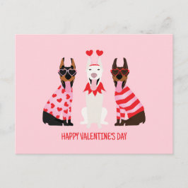 Carte Postale Joyeux Valentines Day Chiens Dobermann