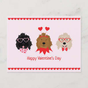 Carte Postale Joyeux Valentines Day Mini Goldendoodle Chiens