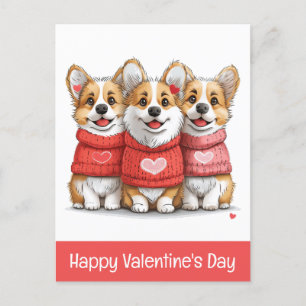 Carte Postale Joyeux Valentines Day Pembroke Welsh Corgi Chiens