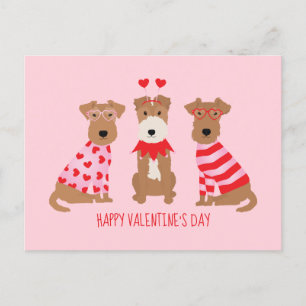 Carte Postale Joyeux Valentines Day Welsh Wire Fox Terrier Chien
