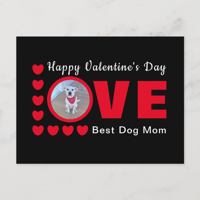 Carte Postale Joyeux Valentines Jour Chien Maman Amour Coeurs Ro (Devant)