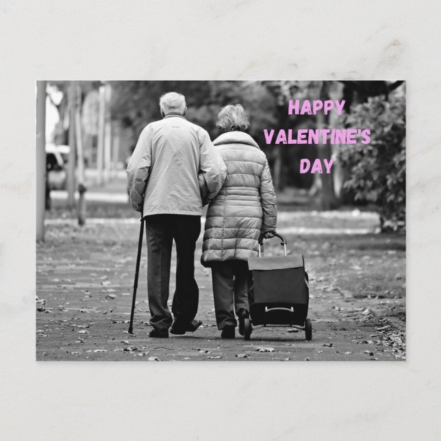 Carte Postale Joyeux Valentines Jour Couple âgé dans le parc (Devant)