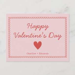 Carte Postale Joyeux Valentines Jour Nom personnalisé