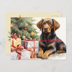 Carte Postale Joyeux Woof-mas Dog Tree présente Noël