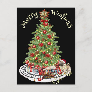 Carte Postale Joyeux Woofmas Design de Chien - Pug