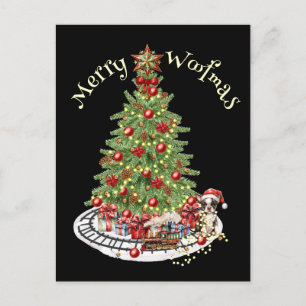 Carte Postale Joyeux Woofmas Design pour Chien - Boston Terrier