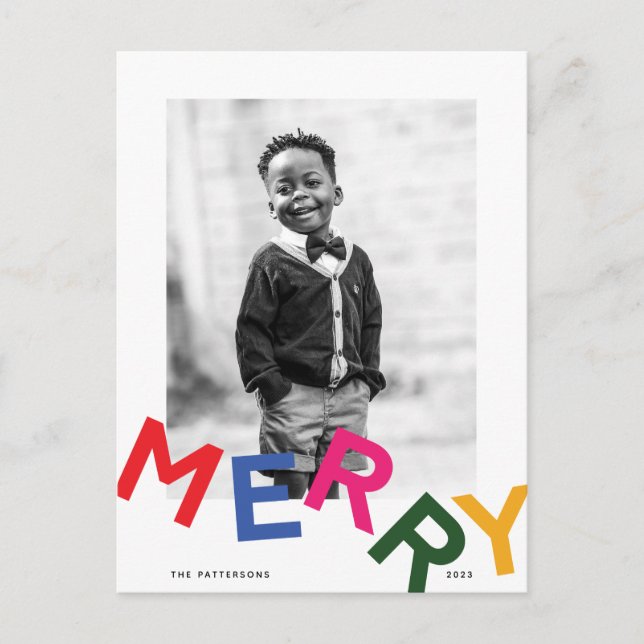 Carte postale Joyful Lettering Holiday Photo (Devant)