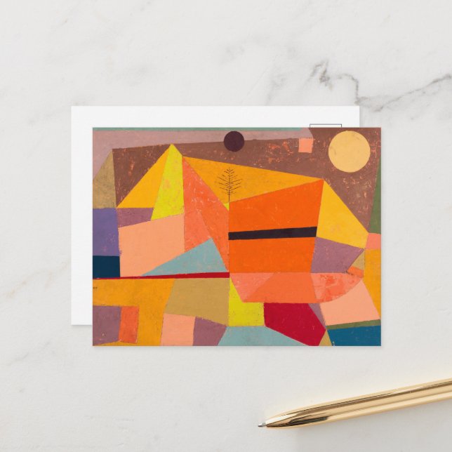 Carte Postale Joyful Mountain Landscape, Paul Klee Art Abstrait (Devant/Arrière en situation)
