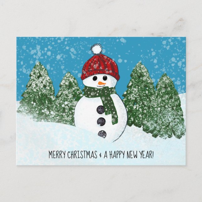 Carte Postale Joyful Snowman Joyeux Noël et Bonne année (Devant)