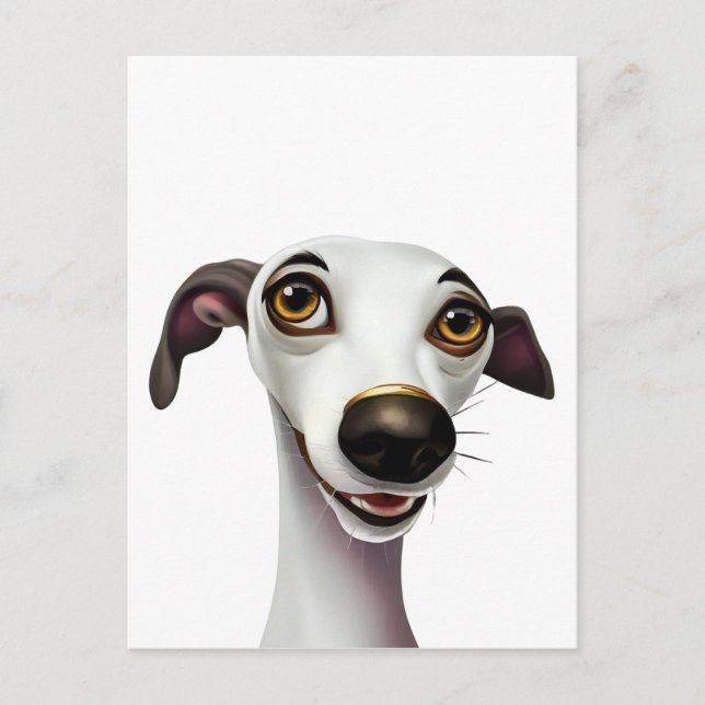Carte Postale Joyful Whippet - Une oeuvre de style dessin animé (Devant)