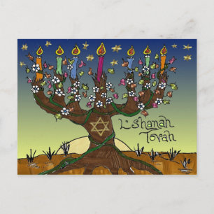 Carte Postale Judaica L'shanah Tovah Arbre de vie Dons Vêtements