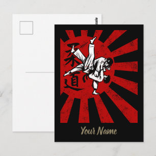 Carte Postale Judo Martial Arts Japonais Vintage Retro Design