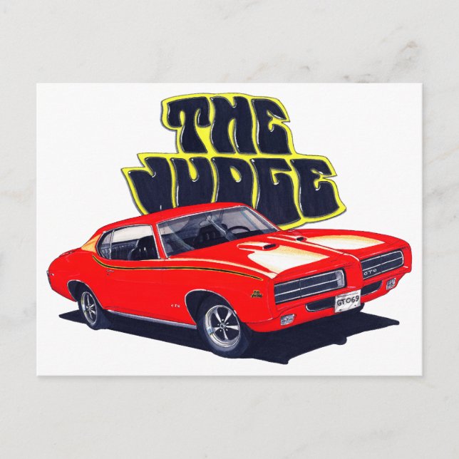 Carte Postale Juge GTO Red Car 1969 (Devant)