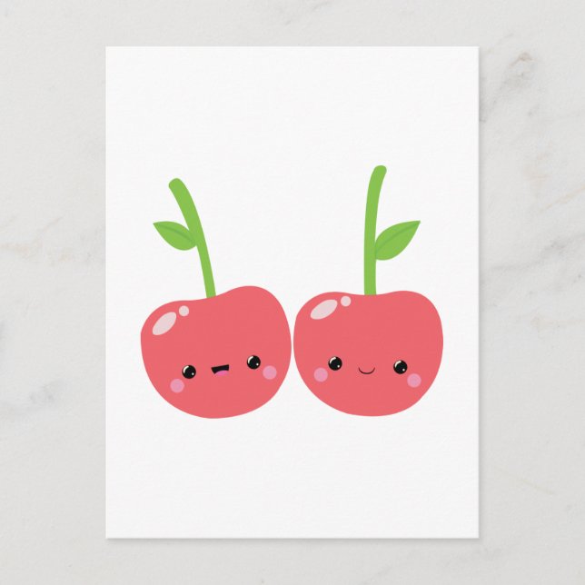 Carte Postale Juicy Cute Kawaii Cherries (Devant)