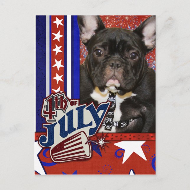 Carte Postale Juillet 4 Firecracker - French Bulldog (Devant)