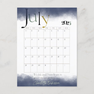 Carte Postale Juillet Gris Moderne Calendrier mensuel 2025