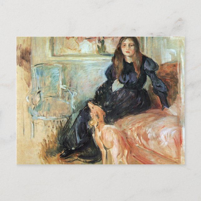 Carte Postale Julie Manet et ses Laertes grises par Morisot (Devant)