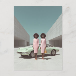 Carte Postale Jumeaux minimalistes rétro chic