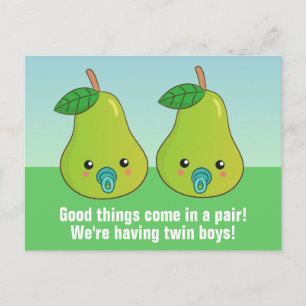 Carte Postale Jumeaux nouveau-nés - Poires de dessin animé migno