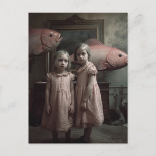 Carte Postale Jumeaux Poissons Roses Effrayants Horreur