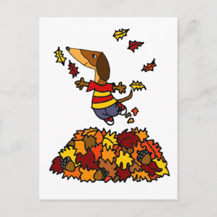 Carte Postale Jumelage de chien mignon Dachshund dans Pile feuil