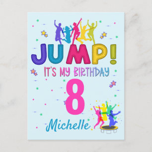 Carte Postale Jump Party C'est mon anniversaire Trampoline Bounc