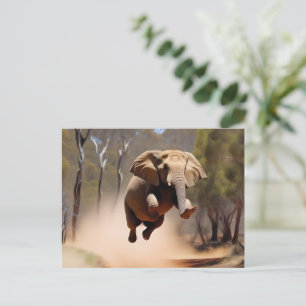 Carte Postale "Jumping Joy : Le saut des éléphants Animés"