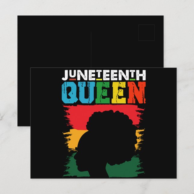 Carte Postale Junetten Queen Black Afro Melanin Girl (Devant / Derrière)