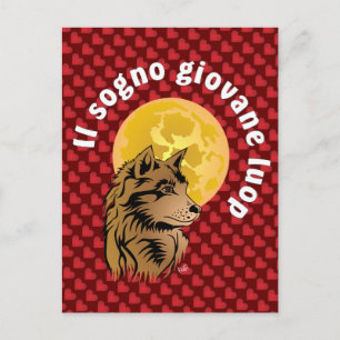 Carte Postale junger träumender Wolf Postkarte